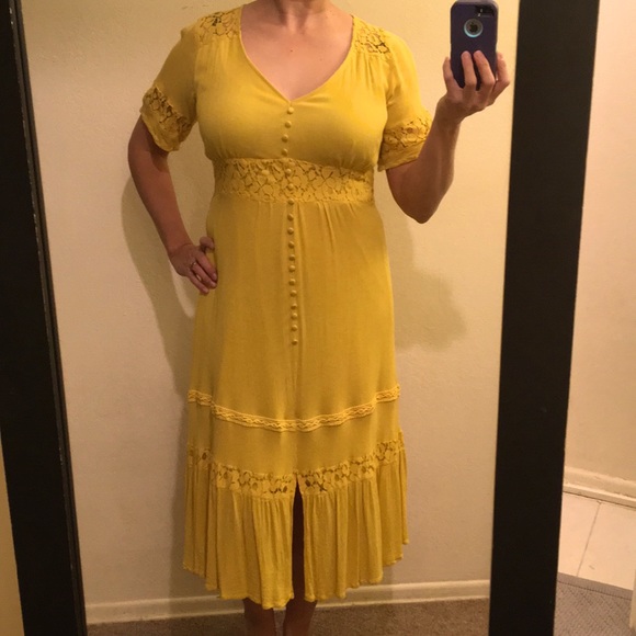 Unique Vintage Dresses & Skirts - Unique Vintage mustard dress Sz M